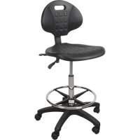 Tabouret robuste et ergonomique, Mobile, Ajustable, 39" - 48", Polyur&eacute;thane Si&egrave;ge, Noir NTL Industrial