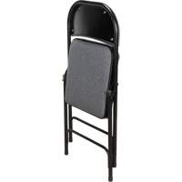 Chaise pliante de luxe en tissu rembourrée, Acier, Gris, Capacité 300 lb OR434 | NTL Industrial