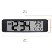 Ultra-Wide Clock with Atomic Accuracy, Digital, Battery Operated, Black OR487 | NTL Industrial