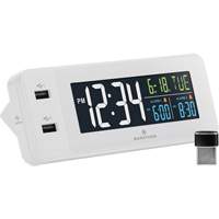 Hotel Collection Fast-Charging Dual USB Alarm Clock, Digital, Battery Operated, White OR489 | NTL Industrial