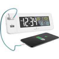 Hotel Collection Fast-Charging Dual USB Alarm Clock, Digital, Battery Operated, White OR489 | NTL Industrial