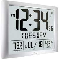 Super Jumbo Self-Setting Wall Clock, Digital, Battery Operated, Silver OR491 | NTL Industrial