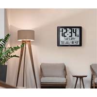 Super Jumbo Self-Setting Wall Clock, Digital, Battery Operated, Black OR492 | NTL Industrial