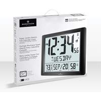 Super Jumbo Self-Setting Wall Clock, Digital, Battery Operated, Black OR492 | NTL Industrial