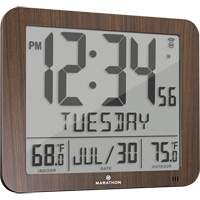 Slim Self-Setting Full Calendar Wall Clock, Digital, Battery Operated, Black OR496 | NTL Industrial