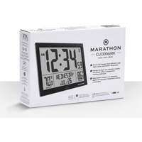 Horloge à réglage automatique à calendrier complet avec de très grands caractères, Numérique, À piles, Noir OR497 | NTL Industrial