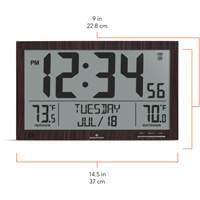 Self-Setting Full Calendar Clock with Extra Large Digits, Digital, Battery Operated, Brown OR498 | NTL Industrial