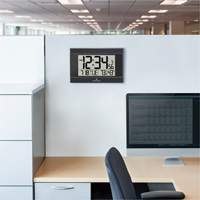 Self-Setting Digital Wall Clock with Auto Backlight, Digital, Battery Operated, Black OR501 | NTL Industrial