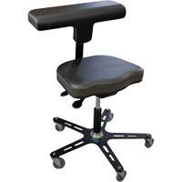 VEGA-T Ergonomic Industrial Chair, Mobile, Adjustable, Vinyl Seat, Black NTL Industrial