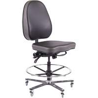 TF180 Ergonomic Industrial Chair, Mobile, Adjustable, Vinyl Seat, Black NTL Industrial