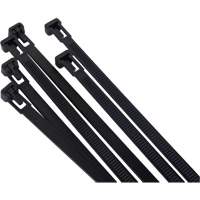 Attache-c&acirc;ble r&eacute;utilisable, Longueur 8", R&eacute;sistance &agrave; la traction 50 lb, Noir NTL Industrial