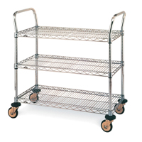 Chariot utilitaire &agrave; usage standard avec tablettes en treillis m&eacute;tallique, Chrom&eacute;, 24" x 39" x 36", Capacit&eacute; 375 lb NTL Industrial
