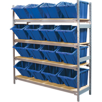 Wide Span Shelving with Jumbo Plastic Bins, Steel, Boltless, 800 lbs. Capacity, 66" W x 72" H x 18" D NTL Industrial