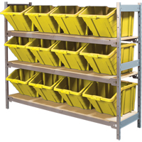 Wide Span Shelving with Jumbo Plastic Bins, Steel, Boltless, 800 lbs. Capacity, 66" W x 60" H x 18" D NTL Industrial