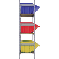 Wide Span Shelving with Jumbo Plastic Bins, Steel, Boltless, 800 lbs. Capacity, 66" W x 60" H x 18" D NTL Industrial