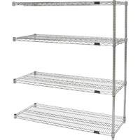 Heavy-Duty Chromate Wire Shelving, Add-On Kit, 4 Tiers, 36" W x 54" H x 24" D NTL Industrial