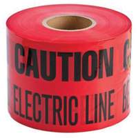 "Buried Electric Line" Identoline&reg; Underground Warning Tape, 6" W x 1000' L, Black on Red NTL Industrial