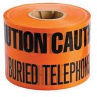 "Buried Telephone Line" Identoline&reg; Underground Warning Tape, 6" W x 1000' L, Black on Orange NTL Industrial