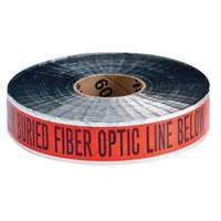 Ruban d'avertissement de danger souterrain Fiber Optic Line Identoline, 2" la x 1000' lo, Noir/orange NTL Industrial