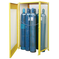 Gas Cylinder Cabinets, 10 Cylinder Capacity, 44" W x 30" D x 74" H, Yellow SAF837 | NTL Industrial