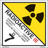 Category 3 Radioactive Materials TDG Shipping Labels, 4" L x 4" W, Black on White SAG880 | NTL Industrial