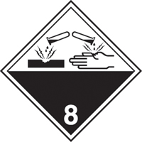 Étiquettes d'expédition TMD matières corrisives, 4" lo x 4" la, Noir sur blanc SAG882 | NTL Industrial