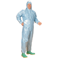 Combinaison &agrave; capuchon de 0,5 mils en tissu r&eacute;sistant aux flammes et aux produits chimiques, Moyen, Bleu, Tissu ignifug&eacute; NTL Industrial