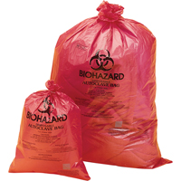 Sacs pour déchets à risque biologique - orange rouge, Biorisque, 19" lo x 14" la, 0,0317 mm, 200 /pqt SAM046 | NTL Industrial