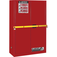 Armoire de rangement haute s&eacute;curit&eacute; avec barre en acier pour produits inflammables, 45 gal., 2 tablettes NTL Industrial