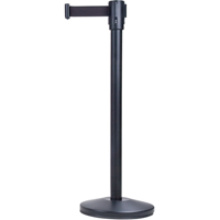 Free-Standing Crowd Control Barrier, Steel, 35" H, Black Tape, 7' Tape Length NTL Industrial