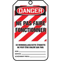 &eacute;tiquettes de verrouillage, Papier cartonn&eacute;, 3-1/8" la x 5-7/8" h, Français NTL Industrial