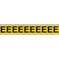 Individual Adhesive Letter Markers, E, 1" H, Black on Yellow NTL Industrial