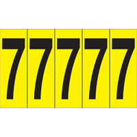 Individual Adhesive Number Markers, 7, 3-7/8" H, Black on Yellow NTL Industrial