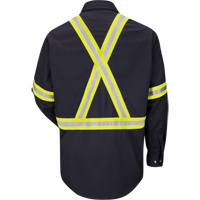 Work Shirt with Reflective Trim, Cotton/Nylon, Medium, High Visibility Orange NTL Industrial