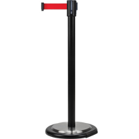 Free-Standing Crowd Control Barrier, Steel, 35" H, Red Tape, 12' Tape Length NTL Industrial