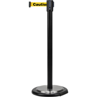 Free-Standing Crowd Control Barrier, Steel, 35" H, Yellow Tape, 7' Tape Length NTL Industrial