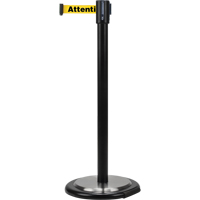 Free-Standing Crowd Control Barrier, Steel, 35" H, Yellow Tape, 7' Tape Length NTL Industrial