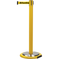 Free-Standing Crowd Control Barrier, Steel, 35" H, Yellow Tape, 7' Tape Length NTL Industrial