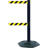 Dual Line Heavy Duty Post, Plastic, 38" H, Black/Yellow Tape, 7.5' Tape Length NTL Industrial