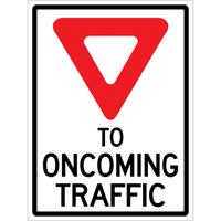 Enseigne enroulable de circulation  Yield to Oncoming Traffic , 36" x 48", Vinyle, Anglais avec pictogramme NTL Industrial