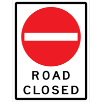 Enseigne enroulable de circulation  Road Closed , 36" x 48", Vinyle, Anglais avec pictogramme NTL Industrial