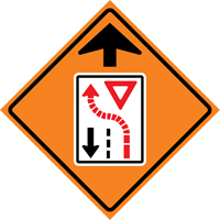 Yield Ahead Roll-Up Traffic Sign, 29-1/2" x 29-1/2", Vinyl, Pictogram SDP370 | NTL Industrial