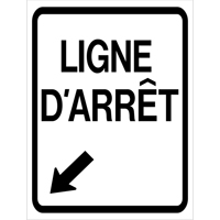 "Ligne d'Arrêt" Roll-Up Traffic Sign, 23-3/5" x 29-1/2", Vinyl, French with Pictogram SDP373 | NTL Industrial