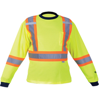 Chemise de s&eacute;curit&eacute; &agrave; manches longues, Polyester, Moyen, Jaune lime haute visibilit&eacute; NTL Industrial