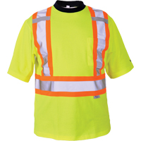 T-shirt de s&eacute;curit&eacute;, Polyester, Moyen, Jaune lime haute visibilit&eacute; NTL Industrial
