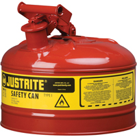 Safety Cans, Type I, Steel, 2.5 US gal., Red, FM Approved/UL/ULC Listed NTL Industrial