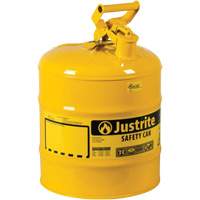 Bidons s&eacute;curitaires, Type I, Acier, 5 gal. US, Jaune, Homologu&eacute; FM/List&eacute; UL/ULC NTL Industrial