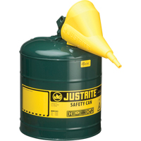Safety Cans, Type I, Steel, 5 US gal., Green, FM Approved/UL/ULC Listed SEA252 | NTL Industrial