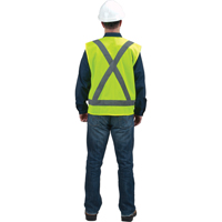 Traffic Safety Vest, High Visibility Lime-Yellow, Large, Polyester NTL Industrial