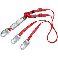 PRO Shock-Absorbing Lanyard, 6', Snap Hook Center, Snap Hook Leg Ends, Polyester NTL Industrial